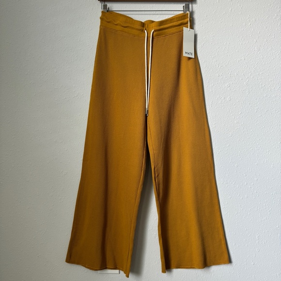 NWT Size S Mustard Yellow Wide Leg Flare Thermal Trouser Pant - MATE the Label - Picture 2 of 9